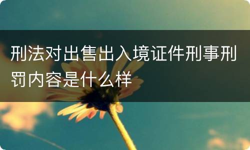 刑法对出售出入境证件刑事刑罚内容是什么样