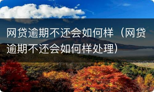 网贷逾期不还会如何样（网贷逾期不还会如何样处理）
