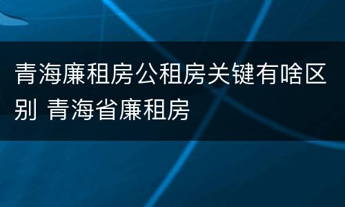 青海廉租房公租房关键有啥区别 青海省廉租房