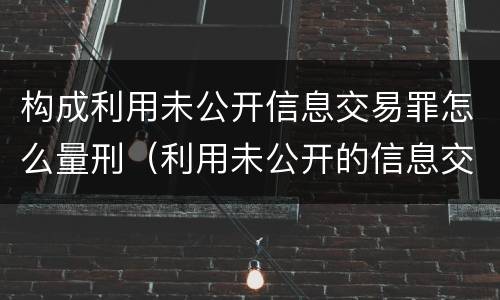构成利用未公开信息交易罪怎么量刑（利用未公开的信息交易罪标准）