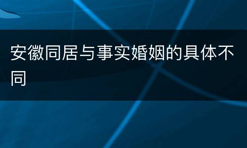 安徽同居与事实婚姻的具体不同