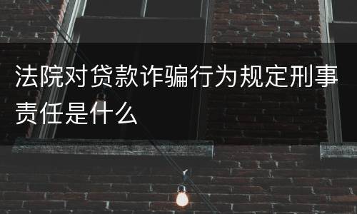 法院对贷款诈骗行为规定刑事责任是什么
