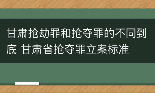 甘肃抢劫罪和抢夺罪的不同到底 甘肃省抢夺罪立案标准