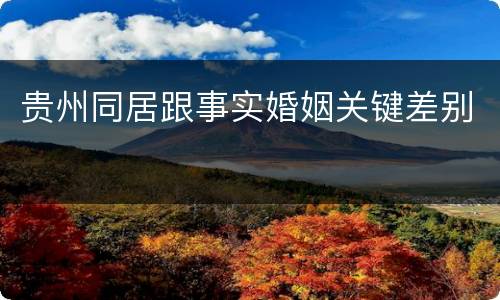 贵州同居跟事实婚姻关键差别
