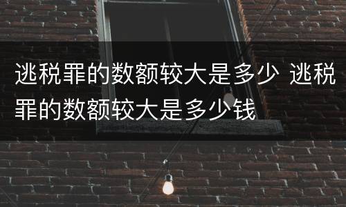 逃税罪的数额较大是多少 逃税罪的数额较大是多少钱