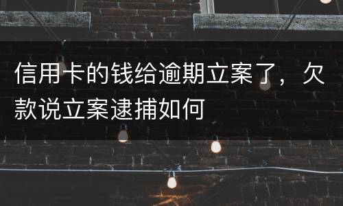 信用卡的钱给逾期立案了，欠款说立案逮捕如何