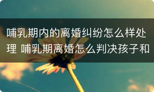 哺乳期内的离婚纠纷怎么样处理 哺乳期离婚怎么判决孩子和财产