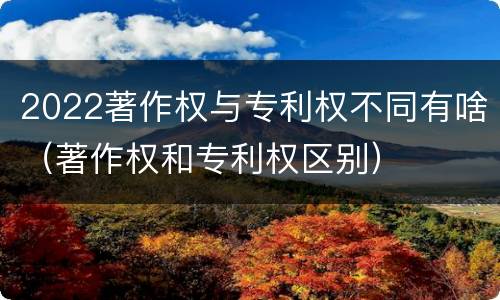 2022著作权与专利权不同有啥（著作权和专利权区别）
