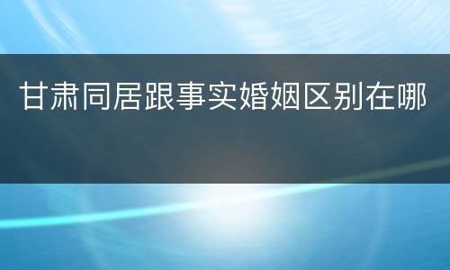 甘肃同居跟事实婚姻区别在哪