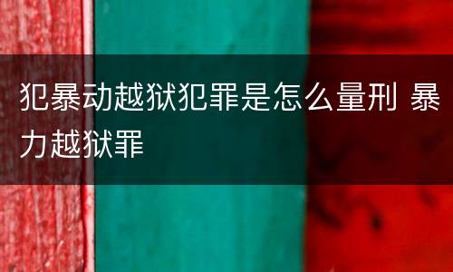 犯暴动越狱犯罪是怎么量刑 暴力越狱罪