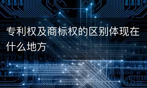 专利权及商标权的区别体现在什么地方