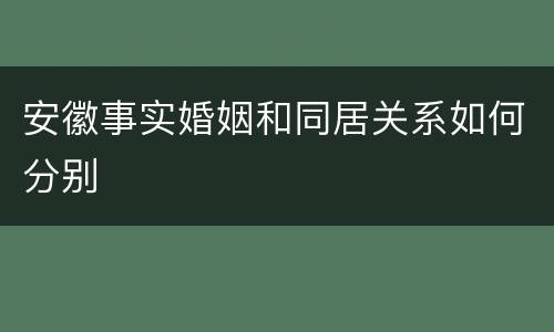安徽事实婚姻和同居关系如何分别