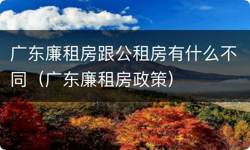 广东廉租房跟公租房有什么不同（广东廉租房政策）