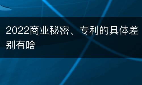 2022商业秘密、专利的具体差别有啥