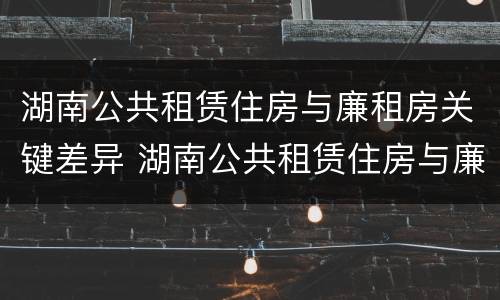 湖南公共租赁住房与廉租房关键差异 湖南公共租赁住房与廉租房关键差异有哪些