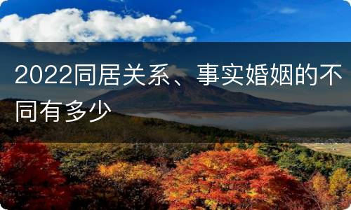2022同居关系、事实婚姻的不同有多少