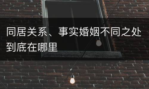 同居关系、事实婚姻不同之处到底在哪里