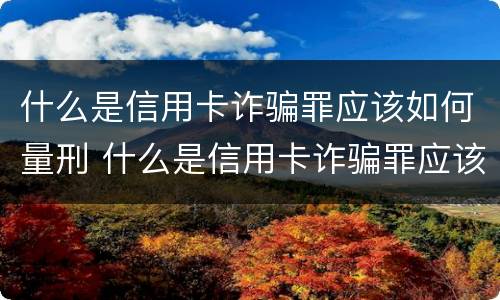 什么是信用卡诈骗罪应该如何量刑 什么是信用卡诈骗罪应该如何量刑呢
