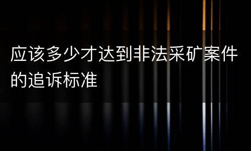应该多少才达到非法采矿案件的追诉标准