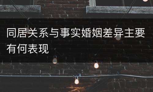同居关系与事实婚姻差异主要有何表现