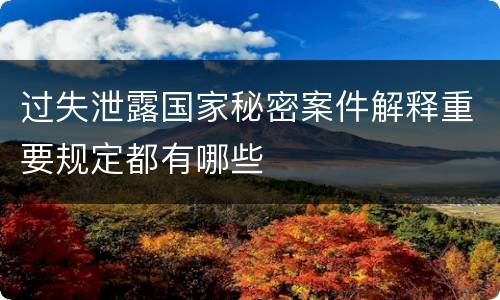 过失泄露国家秘密案件解释重要规定都有哪些