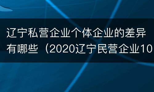 辽宁私营企业个体企业的差异有哪些（2020辽宁民营企业100强）