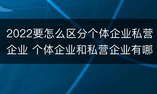 2022要怎么区分个体企业私营企业 个体企业和私营企业有哪些
