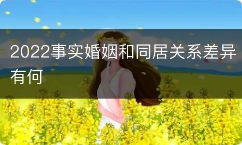 2022事实婚姻和同居关系差异有何