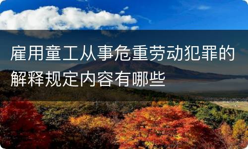 雇用童工从事危重劳动犯罪的解释规定内容有哪些