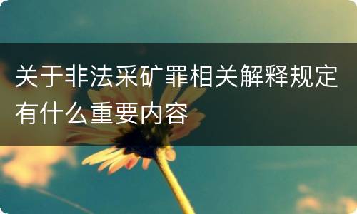 关于非法采矿罪相关解释规定有什么重要内容