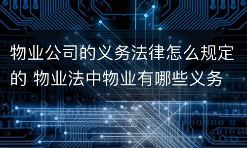 物业公司的义务法律怎么规定的 物业法中物业有哪些义务