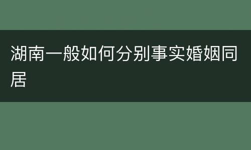 湖南一般如何分别事实婚姻同居