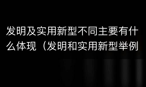 发明及实用新型不同主要有什么体现（发明和实用新型举例）