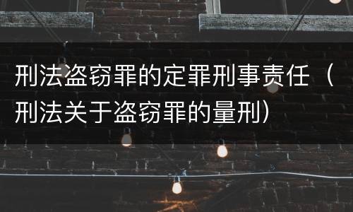 刑法盗窃罪的定罪刑事责任（刑法关于盗窃罪的量刑）