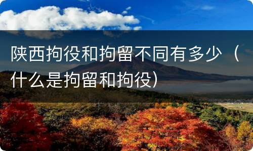 陕西拘役和拘留不同有多少（什么是拘留和拘役）