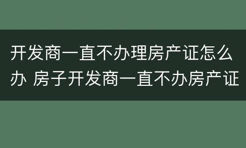 开发商一直不办理房产证怎么办 房子开发商一直不办房产证怎么办?