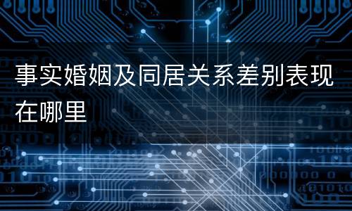 事实婚姻及同居关系差别表现在哪里