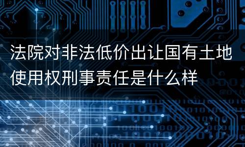 法院对非法低价出让国有土地使用权刑事责任是什么样