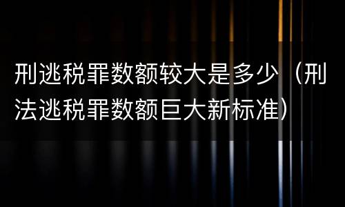 刑逃税罪数额较大是多少（刑法逃税罪数额巨大新标准）