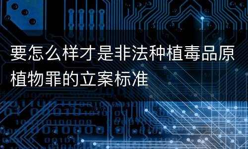 要怎么样才是非法种植毒品原植物罪的立案标准