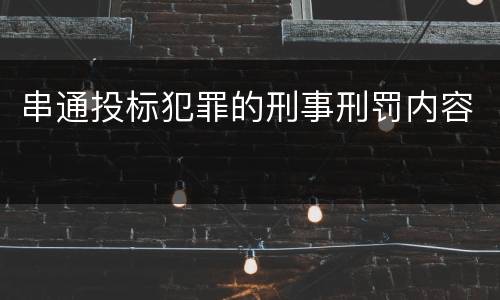 串通投标犯罪的刑事刑罚内容
