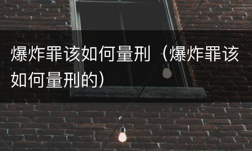 爆炸罪该如何量刑（爆炸罪该如何量刑的）