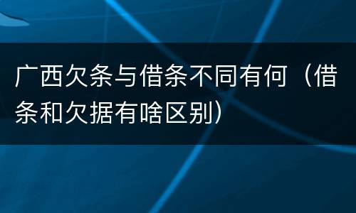 广西欠条与借条不同有何（借条和欠据有啥区别）
