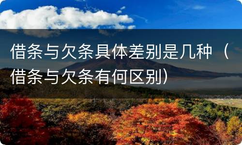 借条与欠条具体差别是几种（借条与欠条有何区别）