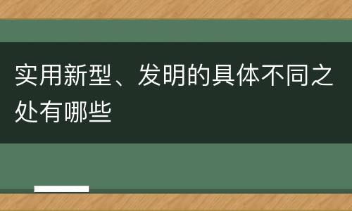 实用新型、发明的具体不同之处有哪些