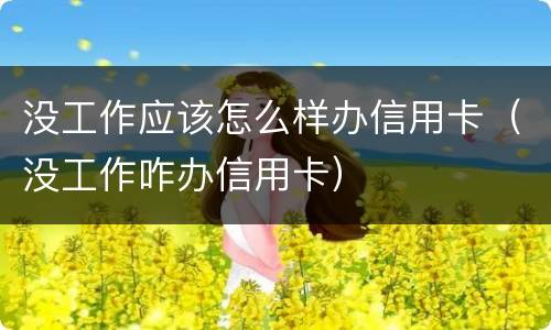 没工作应该怎么样办信用卡（没工作咋办信用卡）
