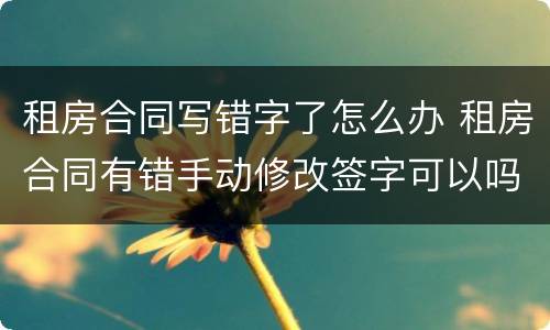 租房合同写错字了怎么办 租房合同有错手动修改签字可以吗?