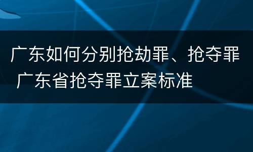 广东如何分别抢劫罪、抢夺罪 广东省抢夺罪立案标准