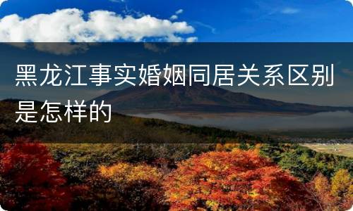 黑龙江事实婚姻同居关系区别是怎样的