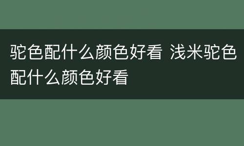 驼色配什么颜色好看 浅米驼色配什么颜色好看